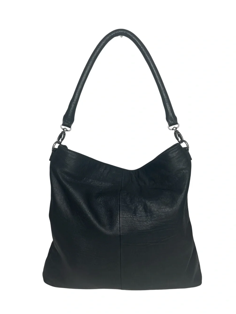 J Jill Slouchy Hobo Leather Shoulder Bag Tote Handbag Purse Black